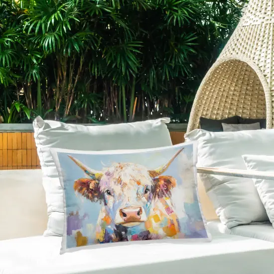 Stupell Industries Expressive Brushed Highland Cow Outdoor Pillow, 14 x 7 x 20 {2}