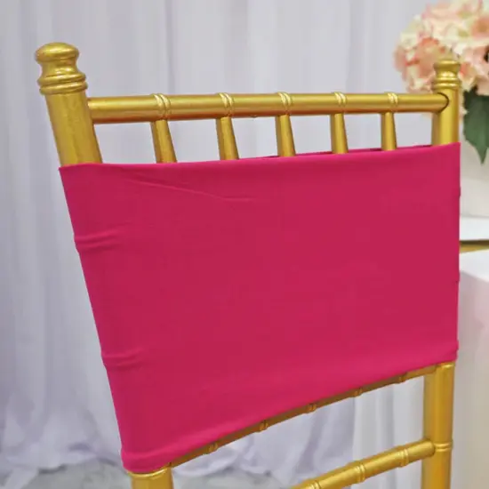 10 Pieces Fuchsia Spandex Chair Bands 7 x 13 Inches {4}
