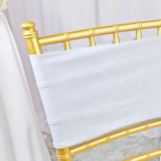 10 Pieces White Embossed Spandex Chair Bands 7.5"x13" Durable Banquet Decor {4}