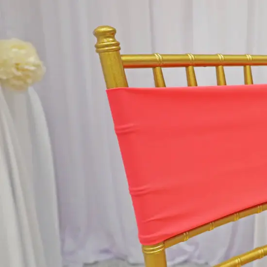 10 Pieces Coral Stretch Spandex Chair Bands for Banquet Chairs 7 x 13 Inches {5}