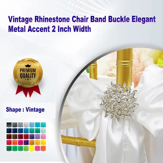Vintage Rhinestone Chair Band Buckle Elegant Metal Accent 2 Inch Width {1}