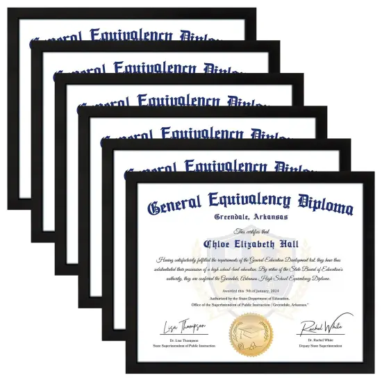 FIXSMITH 8.5x11 Diploma Frame, Black Picture Frame with Clear Plexiglass, 6 Pack Certificate Frame for Wall Display, 8.5x11 Document Frame, High School Diploma Frame {1}