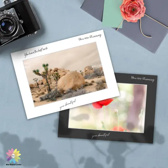 10 Pack Pre-Cut 5x7 Picture Mats for 4x6 Photos/Prints - Acid Free, Bevel Cut, White Core, 4-Ply Thickness (White & Black) {4}