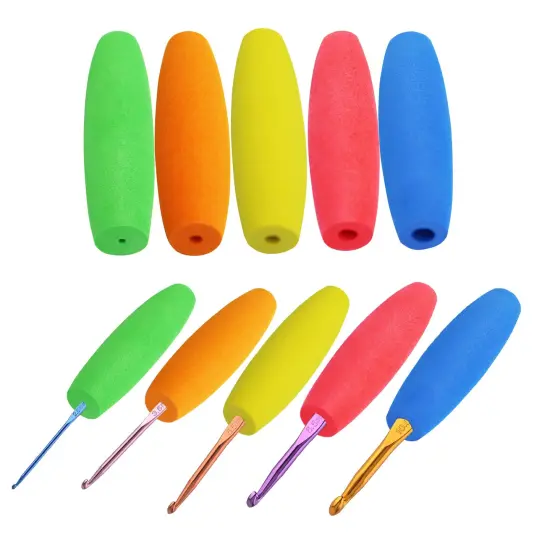 MEYAGO 5PCS Crochet Hook Grips Set Ergonomic Crochet Hook Handle Multi-Size Ergonomic Crochet Hook Handle Attachment - Fits 2mm to 10mm Hooks {1}