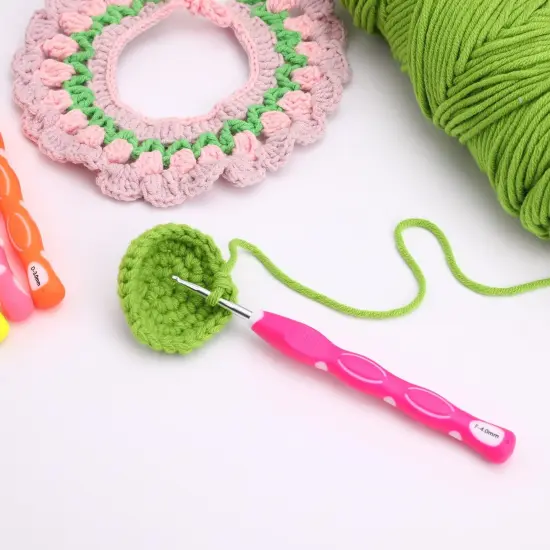 KOKNIT 9 Size Crochet Hooks Set, 2mm-6mm Large Ergonomic Grip Soft Handles and Aluminum Knitting Needles for Beginners {5}