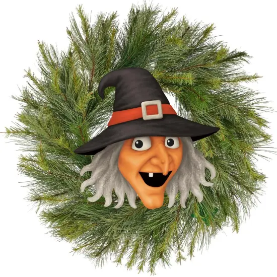 12" Metal Embossed Sign: Witch Head (Orange) {4}