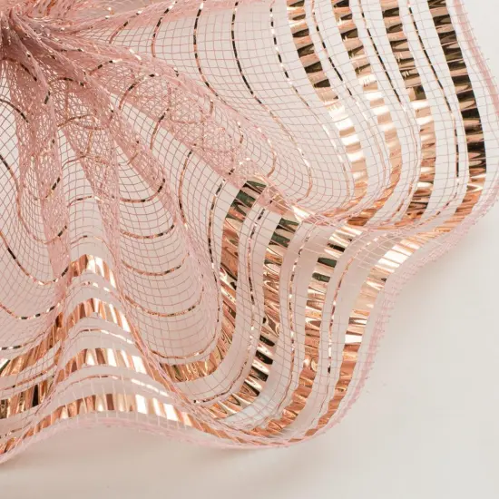 10" Metallic Foil Border Mesh Ribbon: Rose Gold (10 Yards) {3}