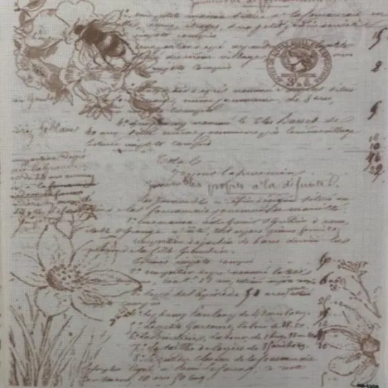 Timeless Script Designer Printed AIDA Fabric. Canvas for embroidery with an applied backgroundKF-1359A {1}