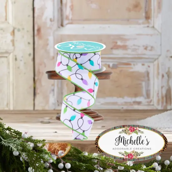 1.5" Christmas Lights Ribbon: Pastel (10 Yards) {2}
