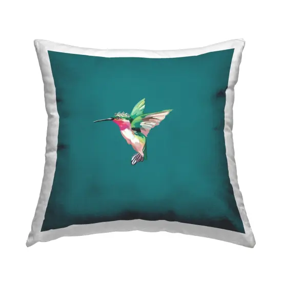 Hummingbird Wearing Crown Design by Amelia Noyes Throw Pillow {1}