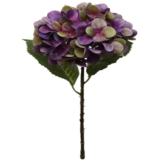 17.75" Artificial Purple Hydrangea Stem with 8" Bloom &ndash; Lifelike {1}