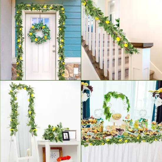6 ft Artificial Lemon Garland 30 Pcs 3 x 2 Inch Fake Lemons Spring Greenery Garland Wreath Faux Lemon Decoration for Home Front Wedding Party Table {5}