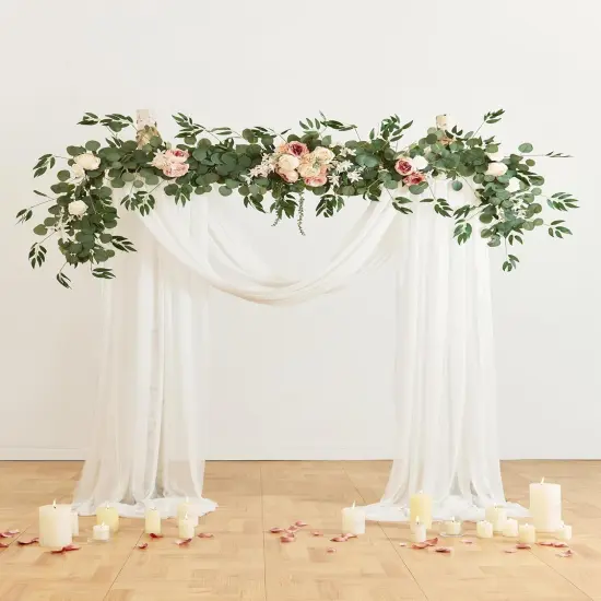 8FT Eucalyptus and Willow Leaf Garland with Artificial Flowers Fake Flower Peony Rose Vine Greenery Decorative Wall Hanging Plant for Spring Wedding Arch Door Arrangement Party Decor {5}