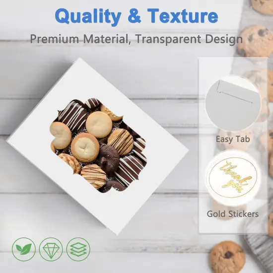 30 Pcs Bakery Boxes 8-In with Windows, Cookie Boxes White for Chocolate Covered Strawberries, Treats, Donuts, Cupcakes, and Candy Gift Giving 8x6x2.5 Inch {4}