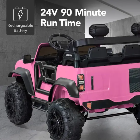 Best Choice Products Kids 24V 2-Seater Electric Ride-On Car Truck w/ Parent Control, Bluetooth, LED Lights Pink {5}
