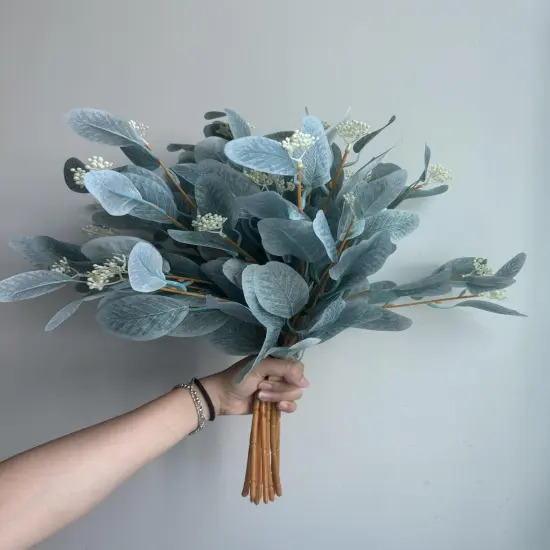 6pcs Artificial Eucalyptus Stems Blue Fake Eucalyptus Leaves Tall Eucalyptus Branches Floral Decorations for Boho Home Decor Flowers Arrangement {1}