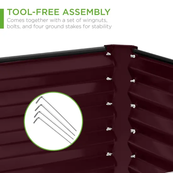 Best Choice Products 8x4x2ft Outdoor Metal Raised Garden Bed, Planter Box for Vegetables, Flowers, Herbs Burgundy {5}