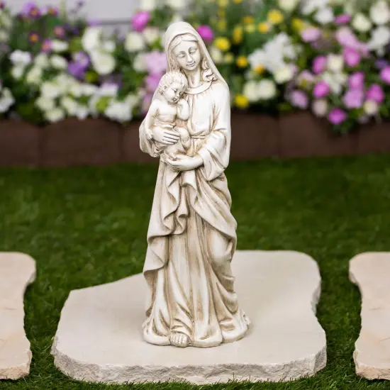 Northlight Standing Mary with Baby Jesus Statue- 14.5" - Beige {1}