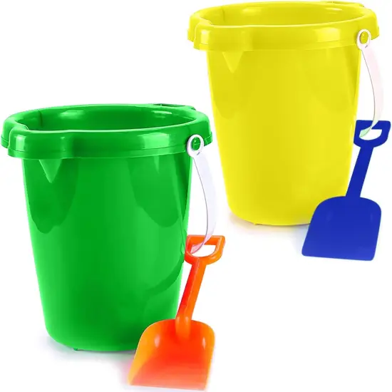 4E's Novelty 2 Pack Beach Buckets with Shovels &ndash; 7.5" Sand Buckets & Shovels for Sand & Outdoor Play {1}