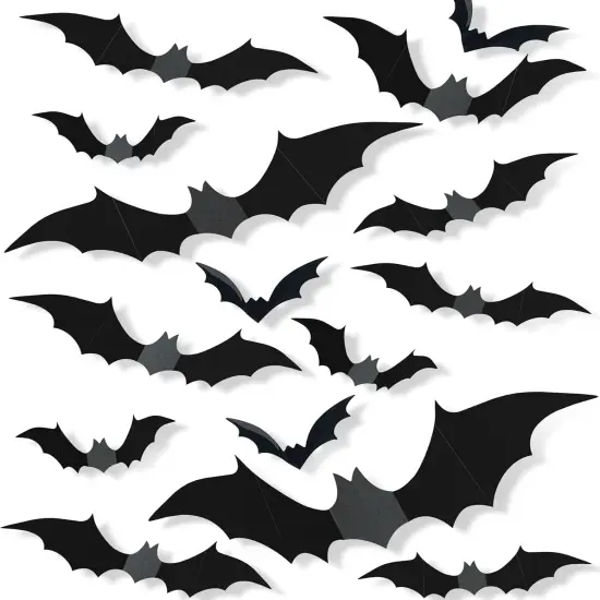 120 Pcs Halloween Decorations 3D Bats {1}