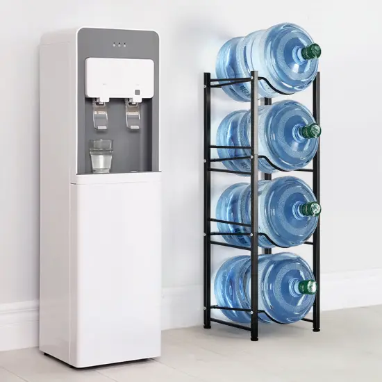 4-Tier Water Jug Rack, 5 Gallon Detachable Water Bottle Holder for Kitchen, Office, Home, Black {1}