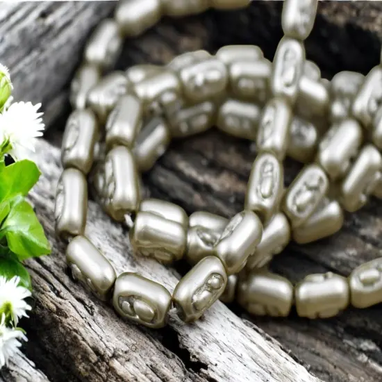 Satin Taupe Pearl Baroque Oval Beads -- Choose Your Size {4}