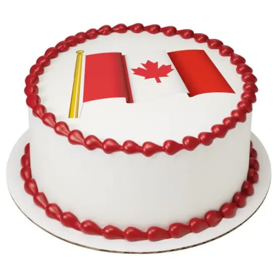 Canadian Flag PhotoCake&reg; Edible Cake Topper Icing Image for 6 inch Round cake or larger {1}