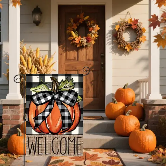Welcome Fall Garden Yard Flag for Outside 12x18 Inch(Orange) {2}