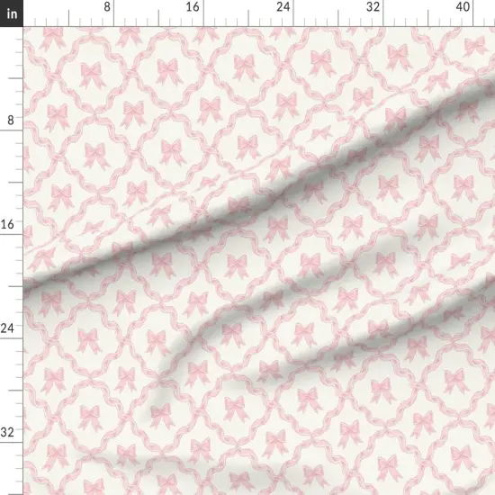 Various Fabrics by the Yard or Fat Quarter Pink Bow Ribbon Trellis Pastel Baby Grandmillennial Chinoiserie Custom Printed Fabric by Spoonflower {1}