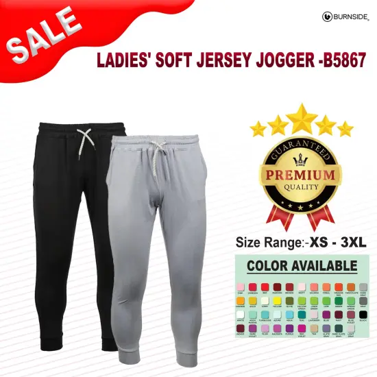 Burnside&reg; Ladies' Soft Jersey Jogger HEATHER BLACK {2}