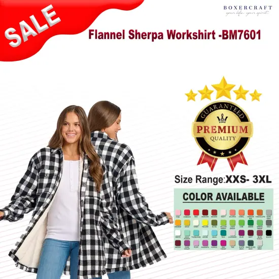 Boxercraft&reg; Flannel Sherpa Workshirt Red/ Black Bu P {2}