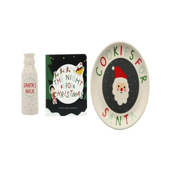 Kate & Milo Cookies for Santa Christmas Cookie and Milk Set and The Night Before Christmas Board Holiday Book Set, Baby and Toddler Set {1}