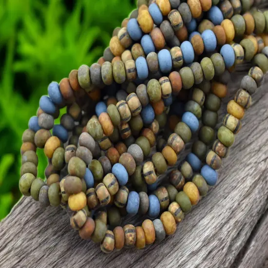 5/0 Matte Andromeda Striped Picasso Mix Seed Beads (20" Strand) {2}