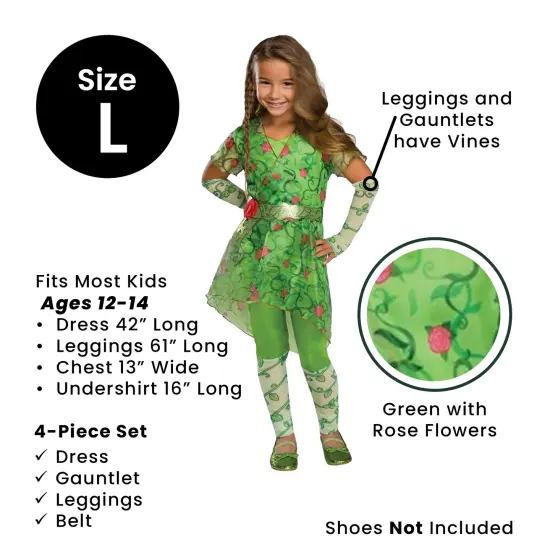 Rubies Girl's Poison Ivy Children's Halloween Costume - Large 12-14 Green {5}