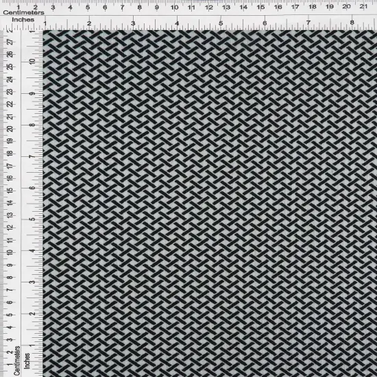 1 Yard Polyester Spandex Yummy Rib Knit Fabric Retro Geo Window Pane Print 58/60" Width WHT/BLUE {6}