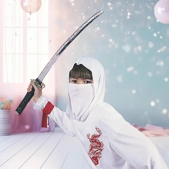 White Ninja Deluxe Child Costume with Hooded Shirt and Red Dragon Design {2}