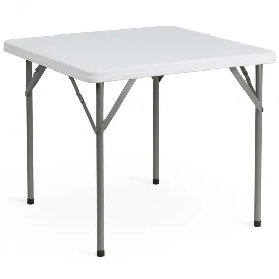 Emma and Oliver 34.25" Square Plastic Folding Table Granite White {2}