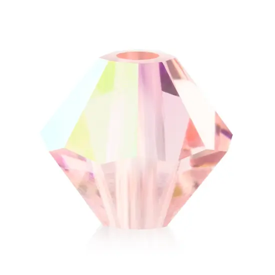 Preciosa 4mm Czech Crystals Bicone Rondelle Beads, 40pcs Light Rose AB {1}