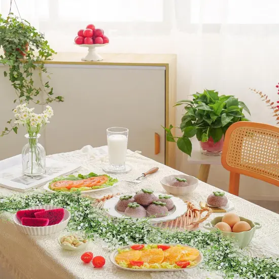 2Pcs 5.6Ft Artificial Greenery Garland (White, Hanging Garland) {3}