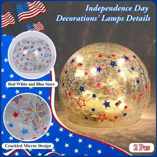 July 4th Decorations - Lighted Glass Ball Patriotic Decor {2}
