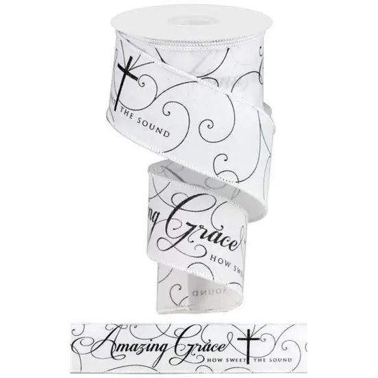 2.5" Amazing Grace Ribbon: White & Black (10 Yards) {3}