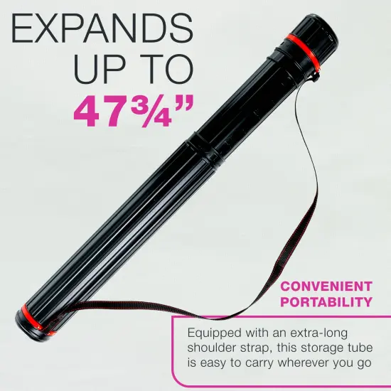 Large Telescoping Drafting Tube (Pack of 2) - 4-7/8" Outside/4-1/2" Inside Diameter, Expands 30-1/4" to 47-3/4", with Shoulder Strap {3}