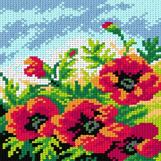 Needlepoint canvas for halfstitch without yarn Poppies 3568E {1}