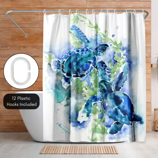 Americanflat 71" x 74" Shower Curtain, Sea Turtles 1 by Suren Nersisyan {5}