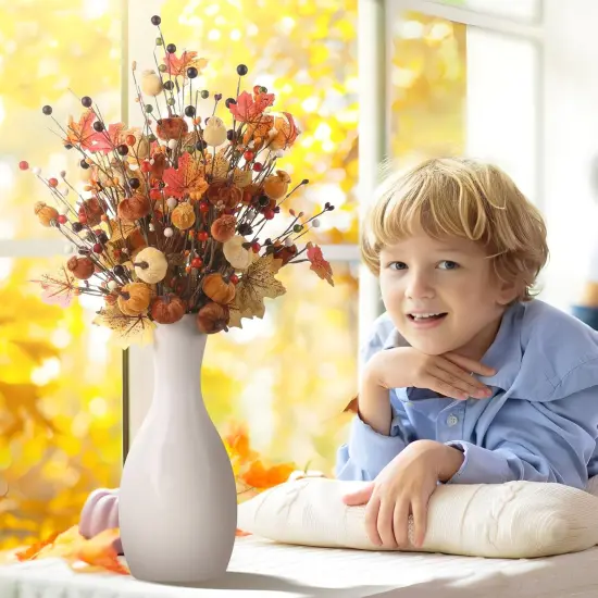 4PCS Fall Decor Vase Arrangement - White Berry {4}