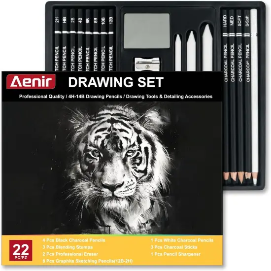 Charcoal Pencils for Drawing, Set of 22 {1}