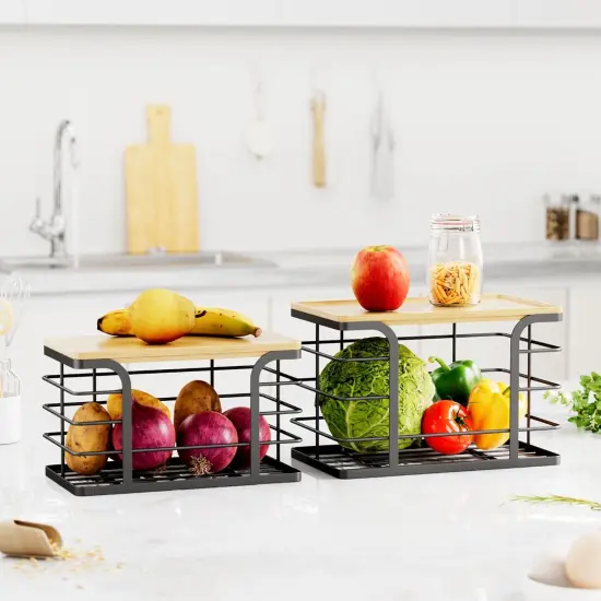 Stackable Storage for Kitchen (2 Pack-l&s Black) 10.63"L x 5.51"W {3}