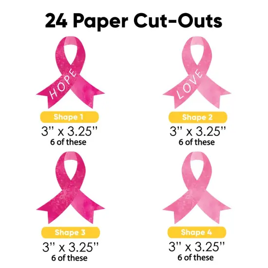 Big Dot of Happiness Pink Ribbon Decor - Small DIY Breast Cancer Awareness Cut-Outs - 24 Count {3}