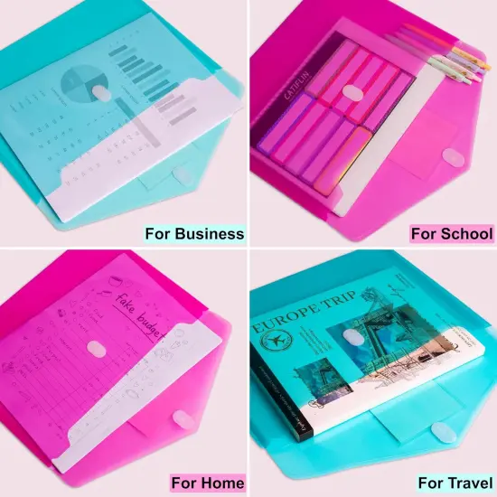 24 Pack Plastic Envelopes A4 Letter Size File Folders {3}