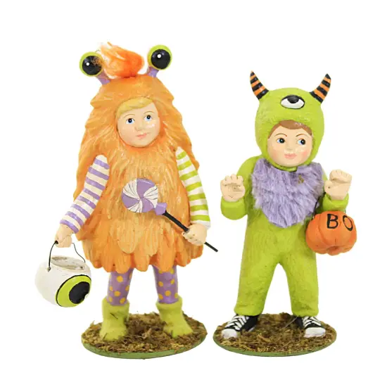Bethany Lowe 5.0 Inch Maddie & Mikey Monster Halloween Figurine Set , Lightweight Halloween Decor Halloween Costume Figurine Multicolored {1}